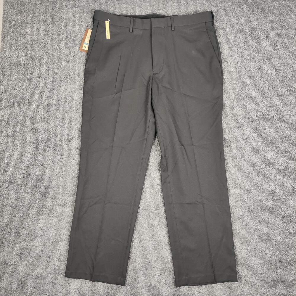 Haggar Dress Pants Mens 36x29 Gray Gabardine Flat Front Classic Fit Office